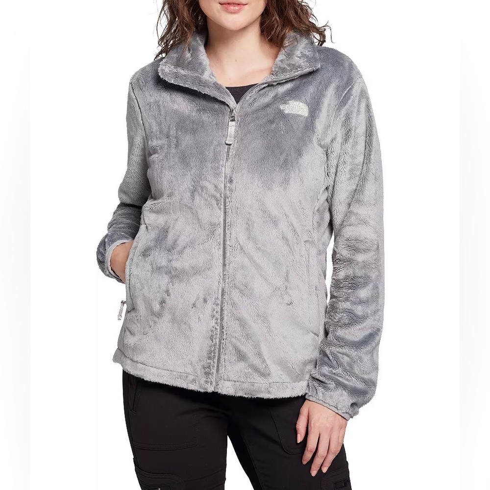 The North Face Women’s Osito Fleece Jacket in Grey with Pink Details in a XS
